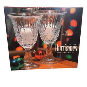 Hurricane Candle Holders Crystal Glass Tea Light Votives Clear Set 2 St George